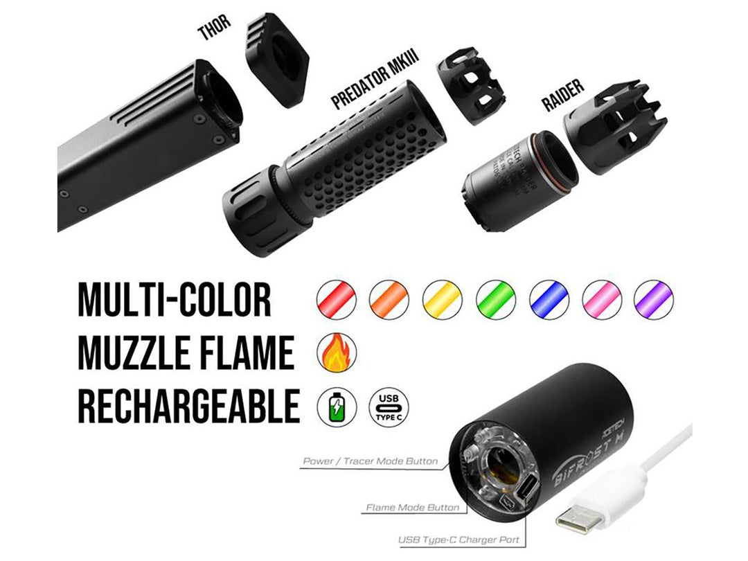 ACETECH Bifrost R Traceur Airsoft - Filetage 14mm CCW Avec Adaptateur, Effets LED Multicolores